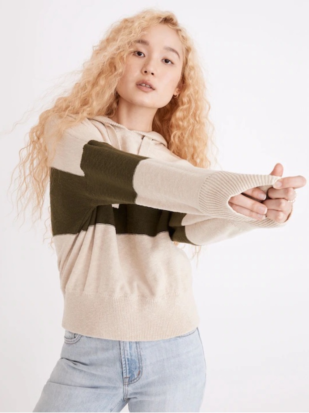 Madewell Clairview Hoodie Sweater in Colorblock